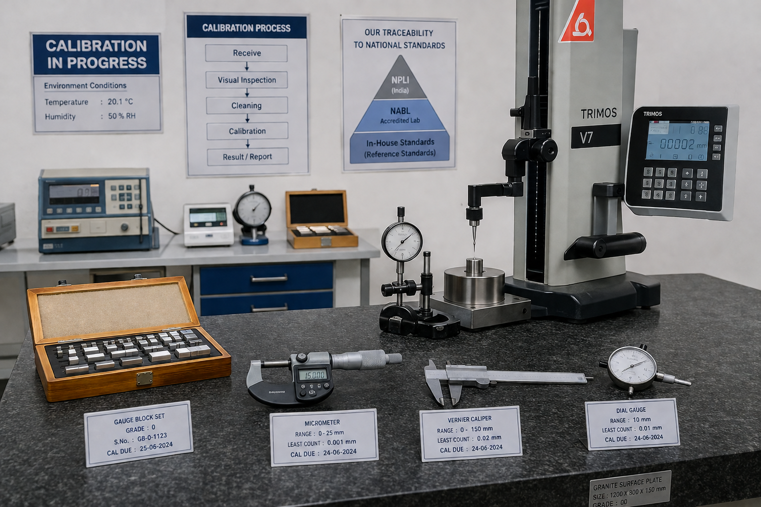 Industrial Calibration Laboratory with Precision Measuring Instruments