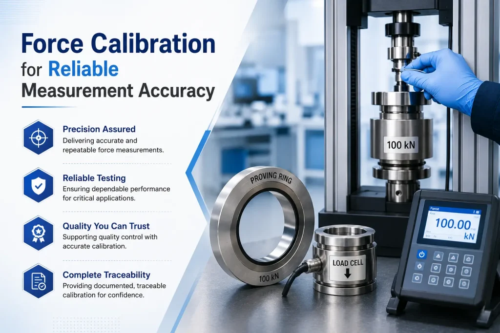 Force Calibration Using Load Cell, Proving Ring & Compression Testing System