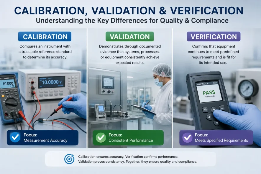 Difference between calibration, validation, and verification