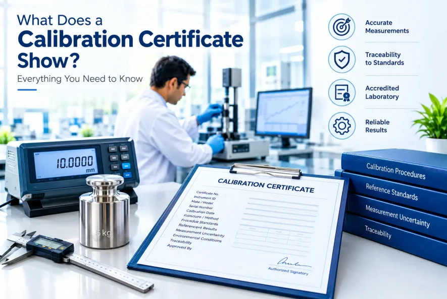 Calibration certificate with measurement results and traceability