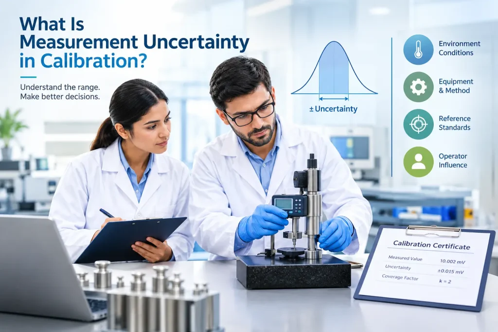 Measurement uncertainty in calibration explained with calibration equipment and laboratory professionals